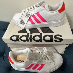 Women’s sneaker. Adidas. Neon pink. New. Never worn. Original box.